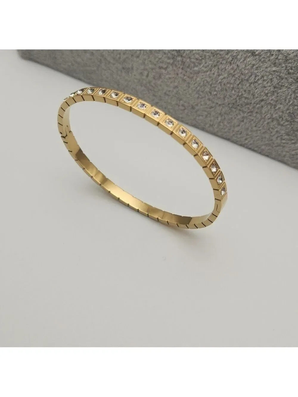 18K Gold Plated Tennis Bangle | Simulated Diamonds | Waterproof, Tarnish Proof